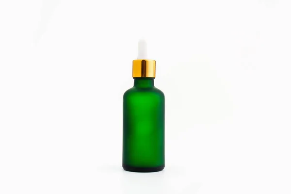 Weiße Serumflasche Und Sahneglas Mockup Der Beauty Produktmarke Draufsicht Auf — Stockfoto