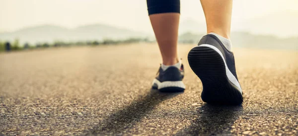 Runners Shoes Prepared Leave Starting Point Jogging Workout Sport Healthy — Stock Photo, Image