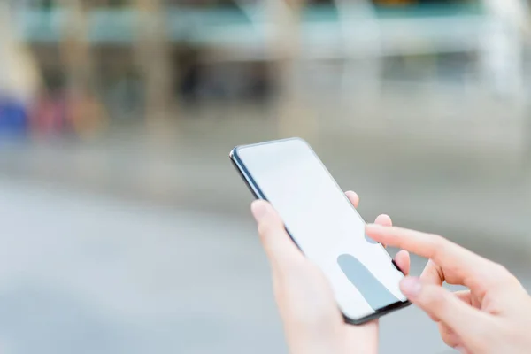 Hand Holding Smartphone Blank Screen Isolated Take Your Screen Put — Stock Photo, Image