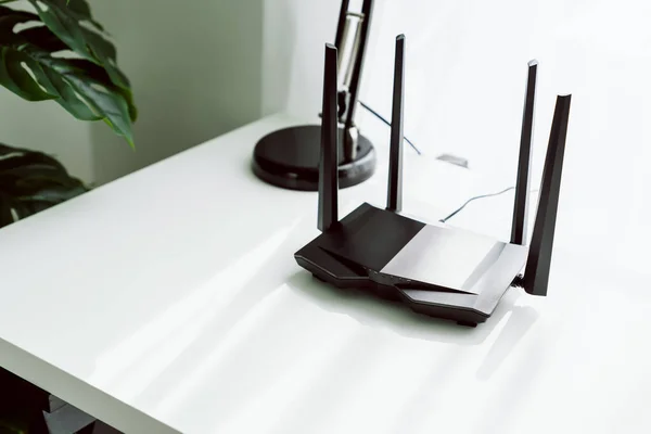 Wifi Broadband Router White Table Room Home — Stock Photo, Image