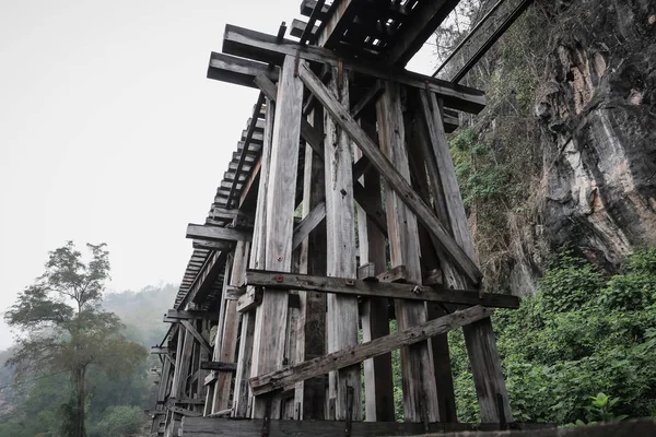 Tod Eisenbahnbrücke Über Den Fluss Kwai Noi Der Thailändischen Provinz — Stockfoto