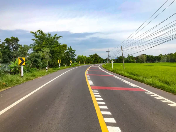 Zona Segurança Escolar Linhas Trânsito Superfície Estrada Tailândia — Fotografia de Stock