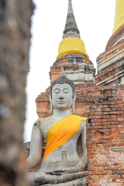 Ancient Buddha Wat Yai Chai Mongkol Tailândia — Fotografia de Stock