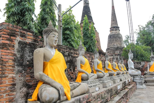 Ancient Buddha Wat Yai Chai Mongkol Tailândia — Fotografia de Stock