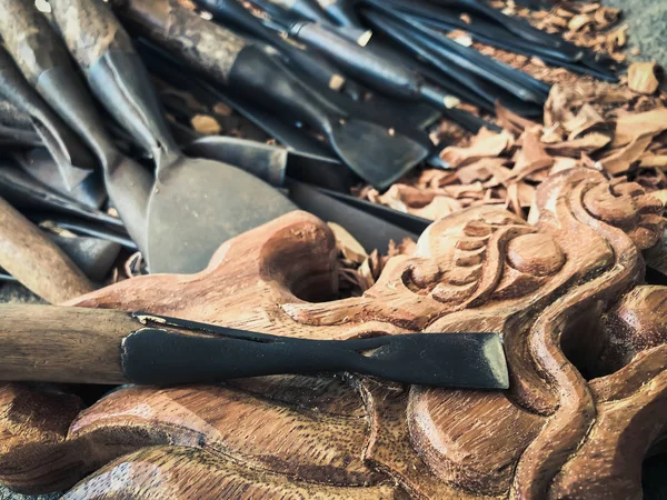 Stolarz Narzędzie Dłut Carving Stare Drewniane — Zdjęcie stockowe