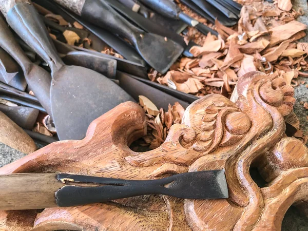 Stolarz Narzędzie Dłut Carving Stare Drewniane — Zdjęcie stockowe