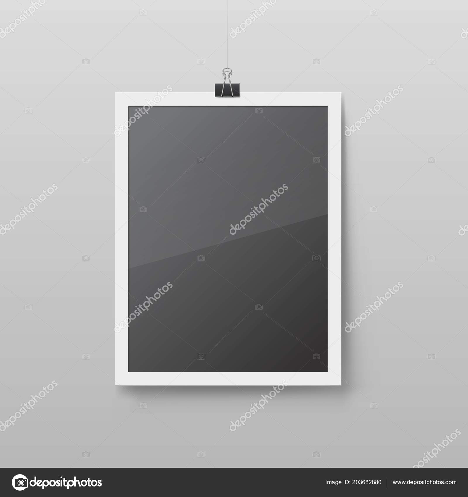 Realistic Blank Picture Frame Hanging Stock Vector