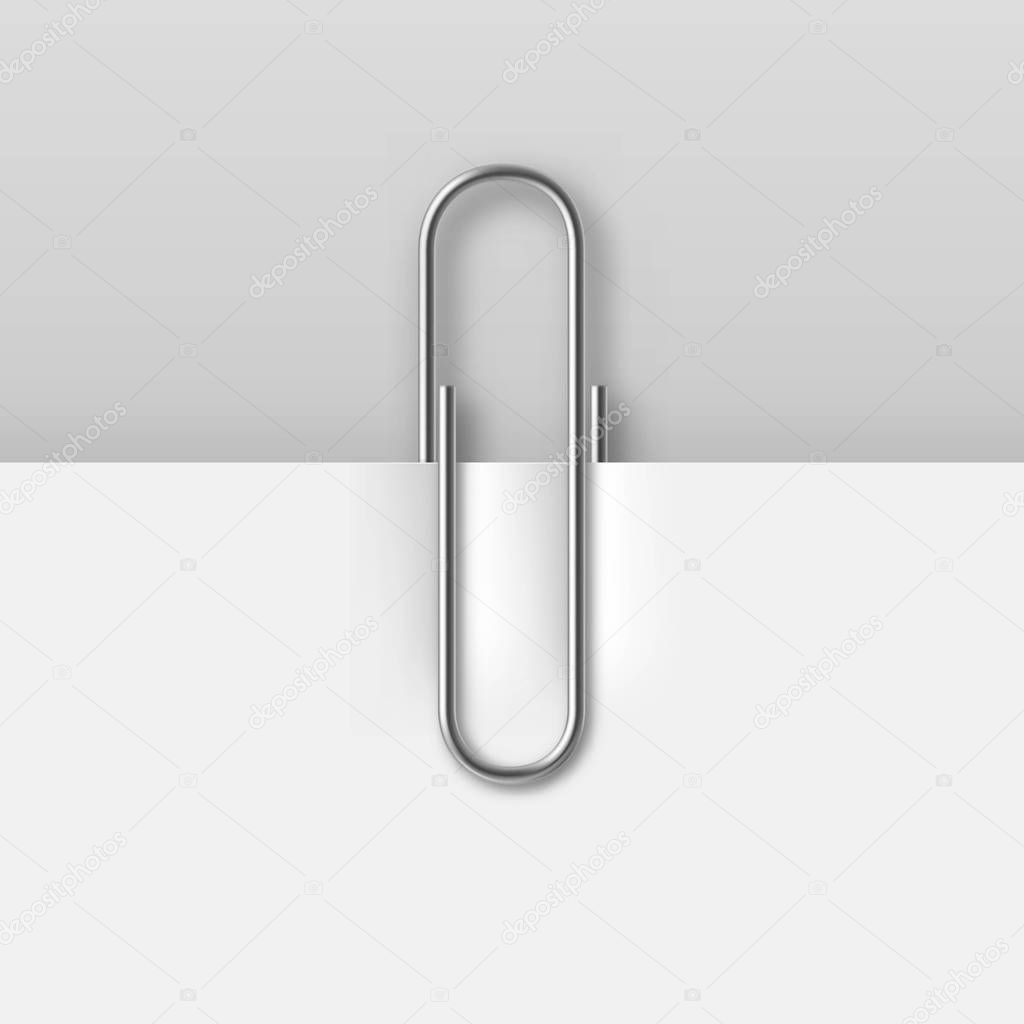 Download Realistic Metal Paper Clip On White Paper Sheet Office Stationery Vector Illustration Isolated On Gray Background Simple Device For Binding Documents Together Mockup Paper Clip Attachment Premium Vector In Adobe Illustrator PSD Mockup Templates