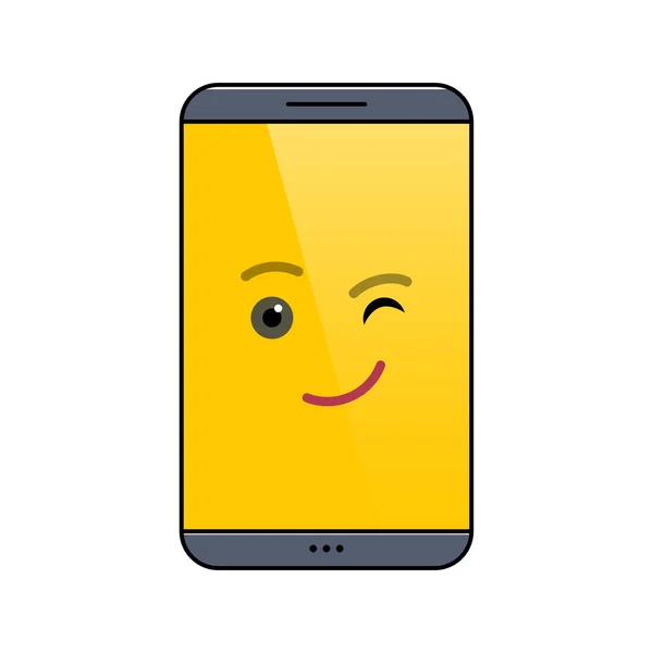 Winking mobile phone isolated emoticon