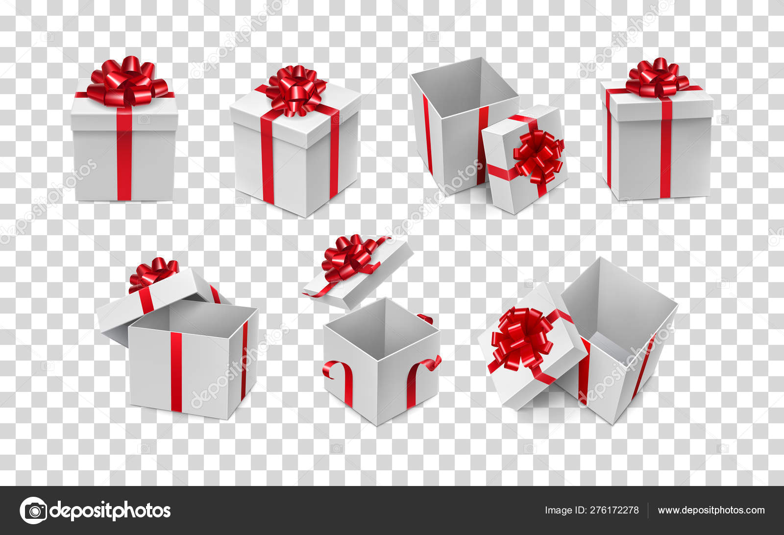 Download Various White Boxes With Red Ribbon Bows Mockup Stock Vector C Nastya Mal 276172278 PSD Mockup Templates