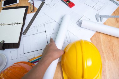 Kopya alanı - Mimari konsepti ile bir mimar çalışma masası