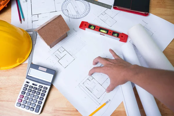 Kopya alanı - Mimari konsepti ile bir mimar çalışma masası