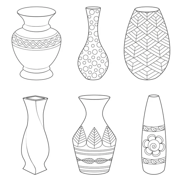 Vases Illustration Vectorielle Noir Blanc — Image vectorielle