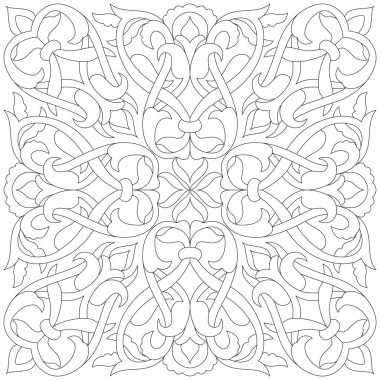 Kalıp süslemesi siyah ve beyaz vektör çizimi