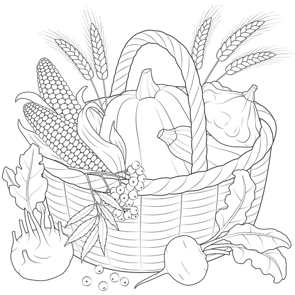 Herfst Oogst Mand Zwart Wit Vector Illustratie — Stockvector