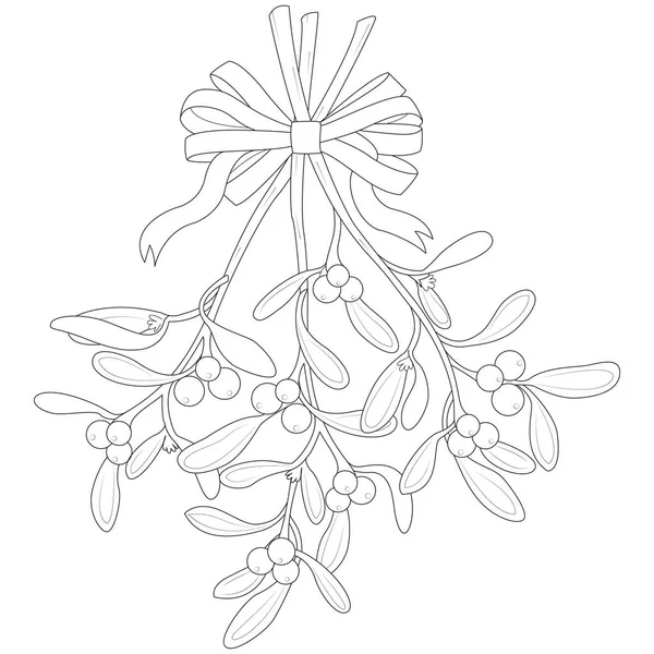一枝喜庆的寄生黑白相间的花枝 — 图库矢量图片