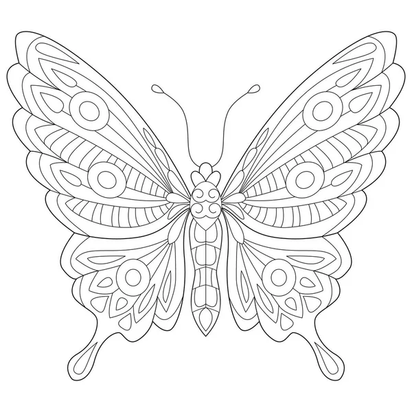 Kelebek Siyah Beyaz Vektör Çizimi — Stok Vektör