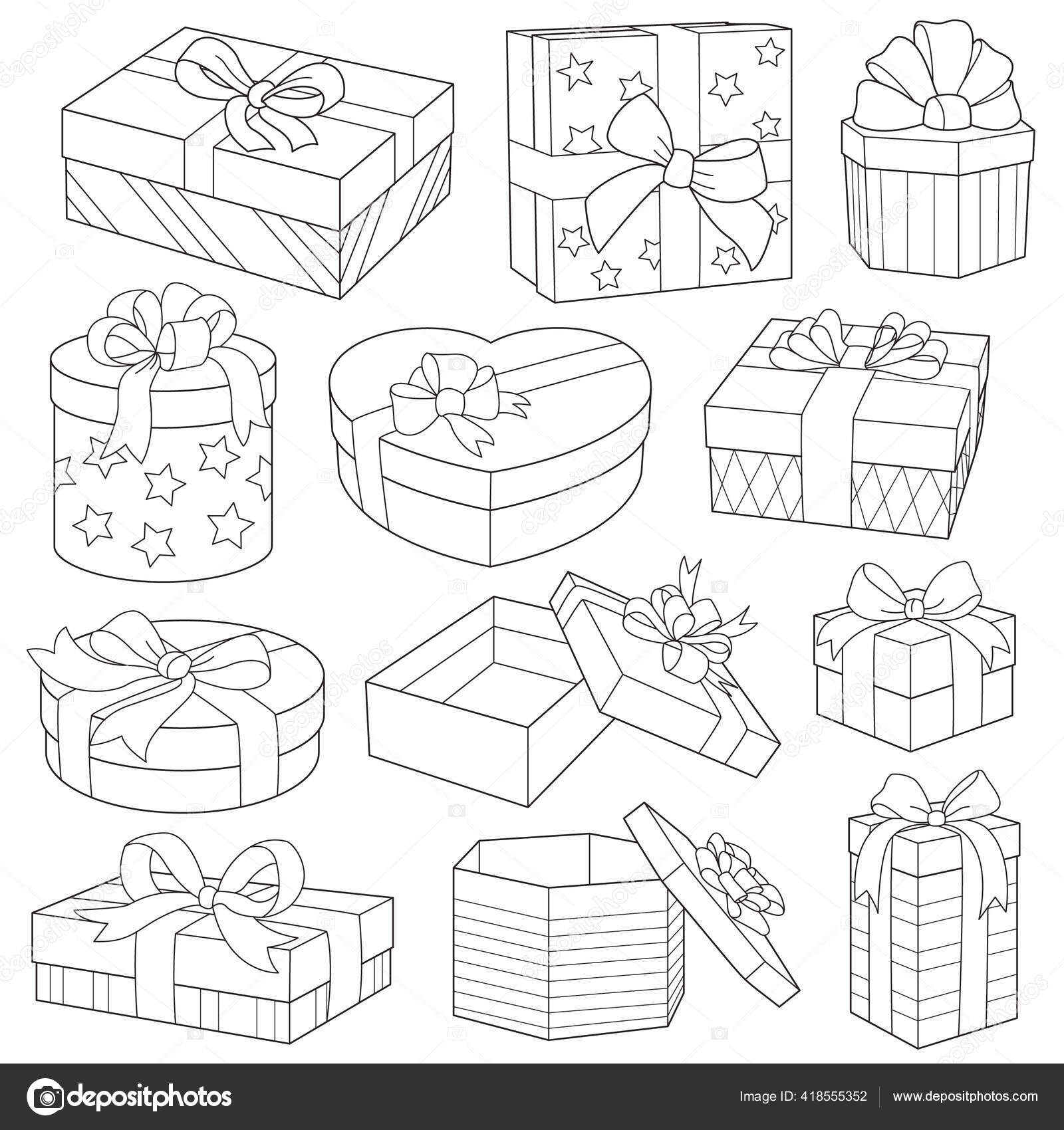 Gift Boxes Vector Set Black White Vector Illustration Stock Vector Image by ©KatiaEfst 418555352