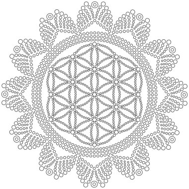 Nokta mandala siyah beyaz vektör illüstrasyonu