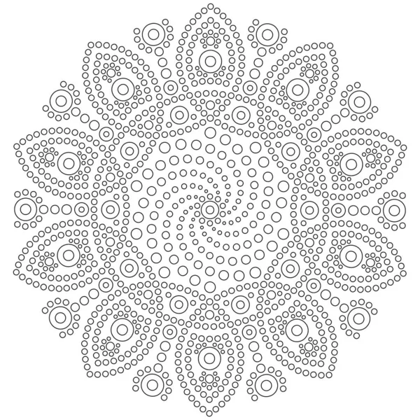 Dot Mandala Preto Branco Vetor Ilustração — Vetor de Stock