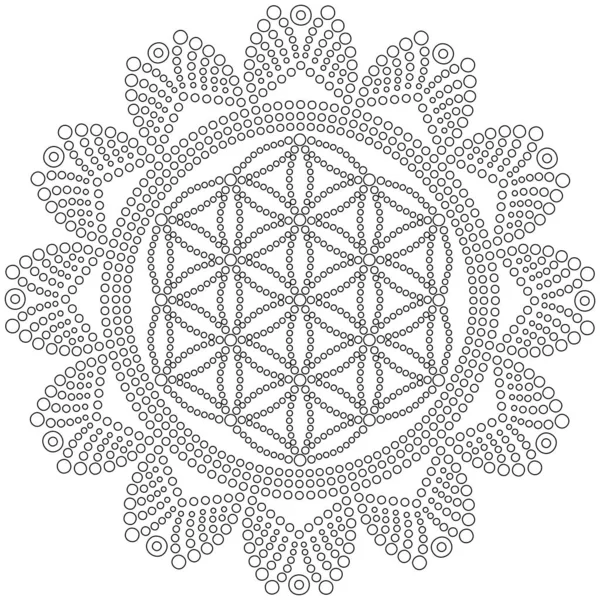 Dot Mandala黑白矢量图解 — 图库矢量图片
