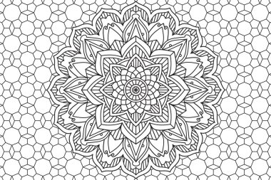 Dairesel desen. Çocuklar ve yetişkinler için Mandala Boyama sayfası. Etnik doğu tarzı dekoratif süs. Beyaz arka planda izole edilmiş. çizgi sanatı boyama sayfası rahatlama ve meditasyon. Vektör