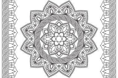 Çocuklar ve yetişkinler için Mandala Boyama sayfası. Rahatlama ve meditasyon sayfası. Dairesel desen. Etnik doğu tarzı dekoratif süs. Çizim sanatı boyama sayfası. Vektör 