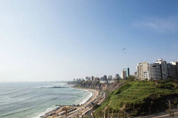 Lima Peru Distrito Miraflores Vista Panorâmica Oceano Pacífico Cidade Costa — Fotografia de Stock
