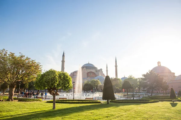 Turecko Istanbul Květen 2019 Výhled Hlavního Náměstí Před Mešitou Hagia — Stock fotografie