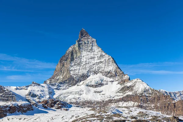 Εκπληκτική Κοντινή Θέα Της Περίφημης Κορυφής Matterhorn Των Ελβετικών Άλπεων — Φωτογραφία Αρχείου