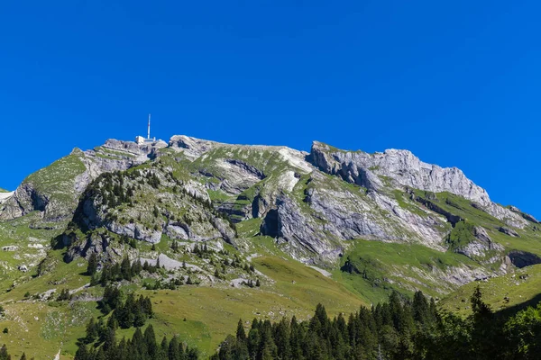 Lenyűgöző Kilátás Nyílik Csúcs Santis Saentis Túraútvonalon Völgyből Canton Appenzell — Stock Fotó