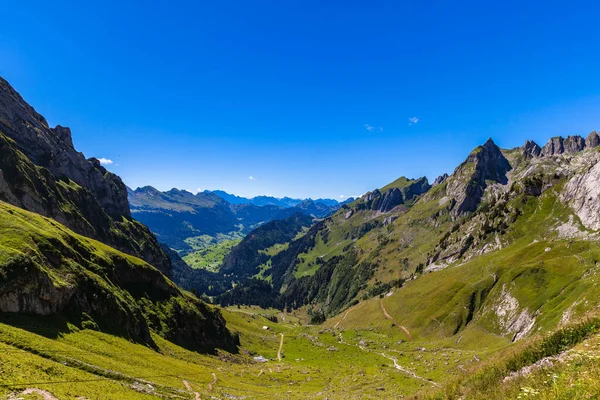 Vue Panoramique Des Alpes Saint Gall Depuis Maison Montagne Schafboden — Photo