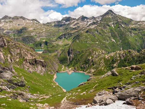 Atemberaubende Luftaufnahme Des Stausees Lago Del Zott Lago Robiei Schweizer — Stockfoto