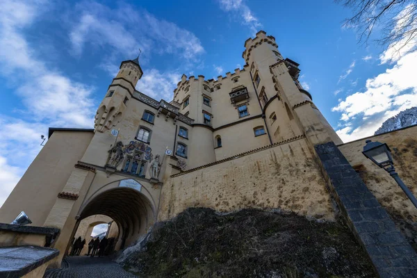 Vista Próxima Castelo Hohenschwangau Dia Ensolarado Inverno Schwangau Baviera Alemanha — Fotografia de Stock