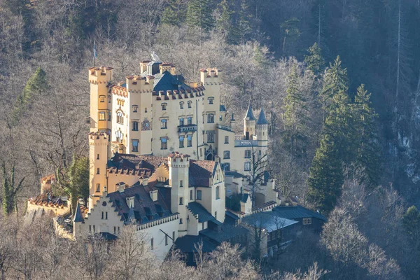 Veduta Aerea Del Castello Hohenschwangau Una Giornata Sole Inverno Dal — Foto Stock