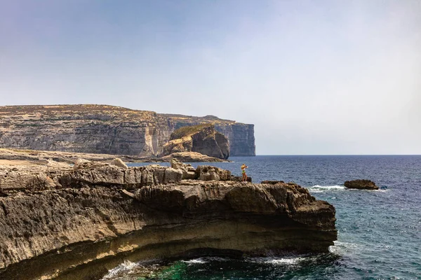 Дивовижний Краєвид Узбережжі Затоки Двейра Острові Гоцо Мальта — стокове фото