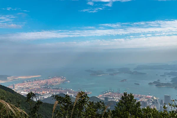 Vue Panoramique Paysage Urbain Shenzhen Direction District Yantian Île Hongkong — Photo