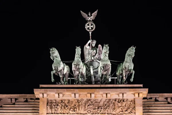 Nachtansicht Der Fassade Des Brandenburger Tors Abend Berlin Deutschland — Stockfoto