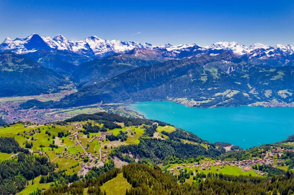 Vue Aérienne Lac Thoune Des Alpes Bernoises Compris Les Sommets — Photo