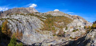 Aletschglacier yakınlarındaki Alplerin manzarası, Belalp Bernese Oberland, İsviçre.