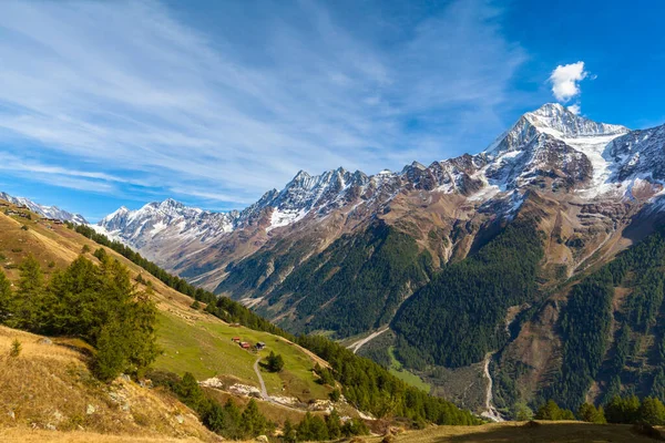 Lenyűgöző Kilátás Nyílik Bietschhorn Hegység Alpok Kanton Valais Túraútvonal Felett — Stock Fotó