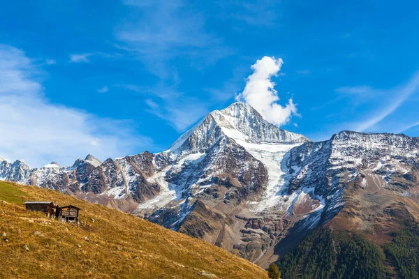 Fantastisk Utsikt Över Bietschhorn Och Bergskedjan Alperna Kantonen Valais Från — Stockfoto