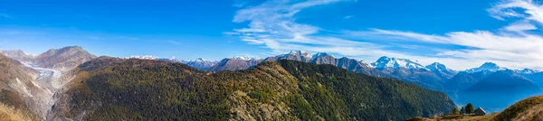 Panorama Pohled Švýcarské Alpy Ledovec Aletsch Městečka Belalp Kanton Valais — Stock fotografie