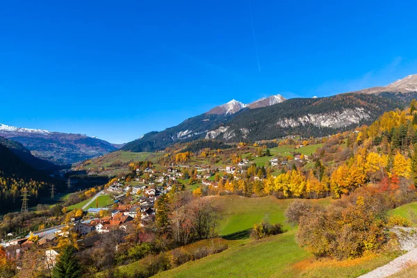 Belle Vue Sur Village Filisur Les Alpes Depuis Train Touristique — Photo