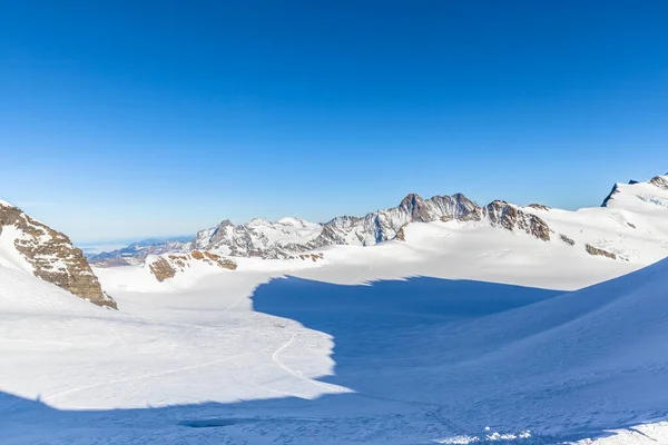 Panorama Pohled Švýcarské Alpy Bernese Oberland Valais Monchsjoch Mountain Hut — Stock fotografie