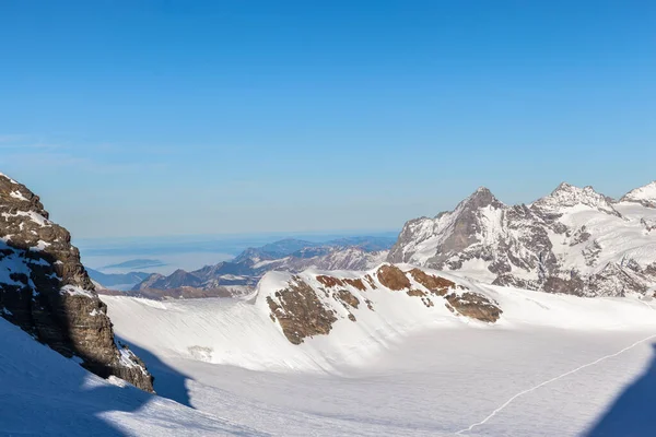 Panorama View Swiss Alps Bernese Oberland Valais Monchsjoch Mountain Hut — Stock Photo, Image