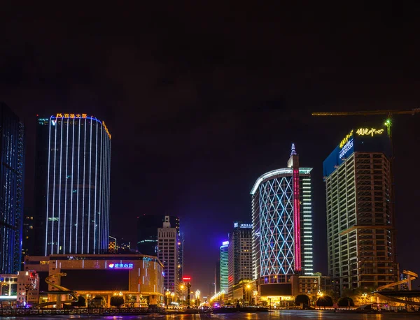 Chengdu China August 2015 Night View Tianfu Square Skyscrapers City — Stock Photo, Image