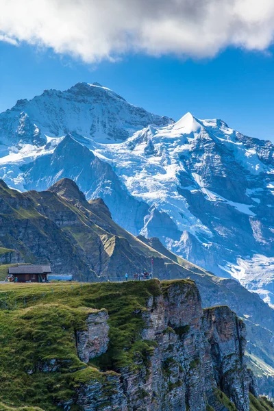 Потрясающий Вид Jungfrau Горный Хребет Бернских Альп Станции Mannlichen Cablecar — стоковое фото