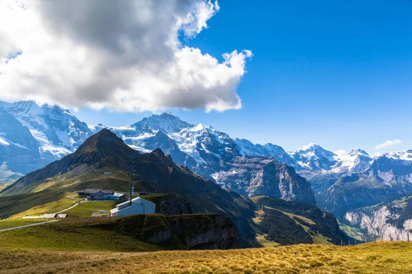 Потрясающий Вид Jungfrau Горный Хребет Бернских Альп Станции Mannlichen Cablecar — стоковое фото