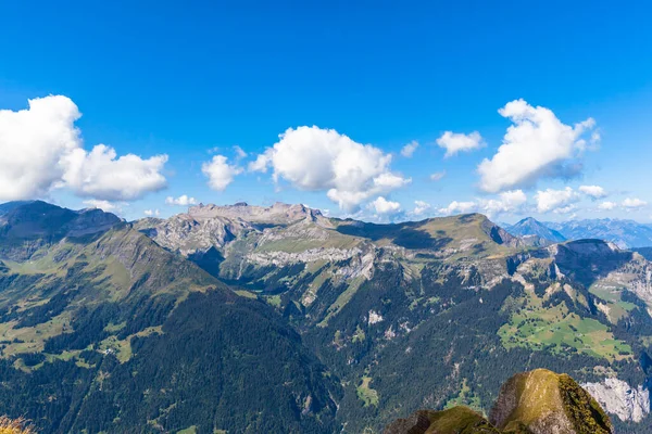 Panoráma Kilátás Alpok Bernese Oberland Lauterbrunnen Völgy Mannlichen Állomás Svájc — Stock Fotó